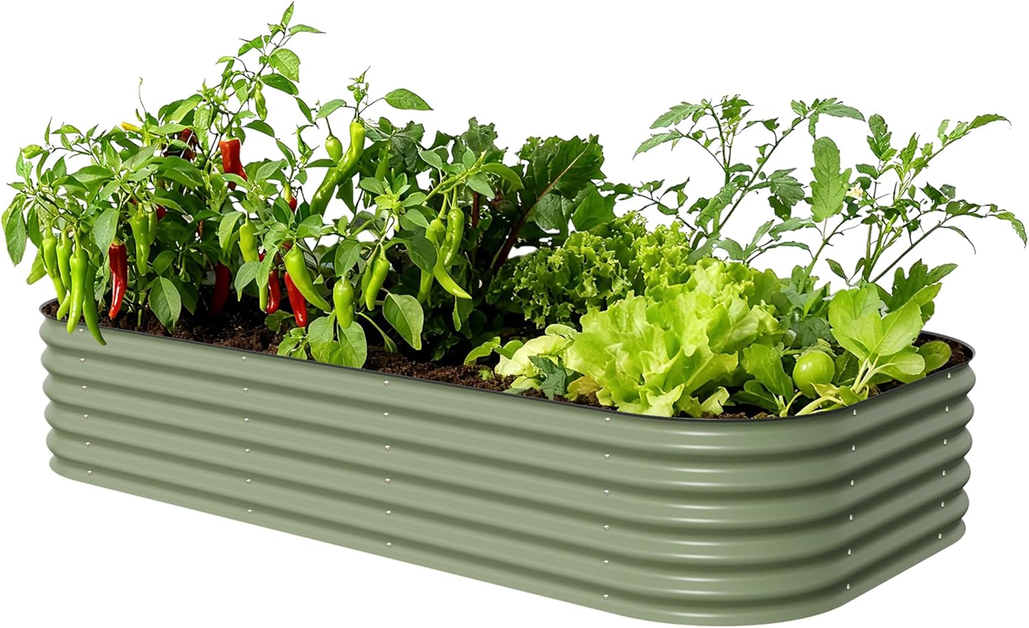 17" Tall Olive Green Metal Modular Raised Garden Bed
